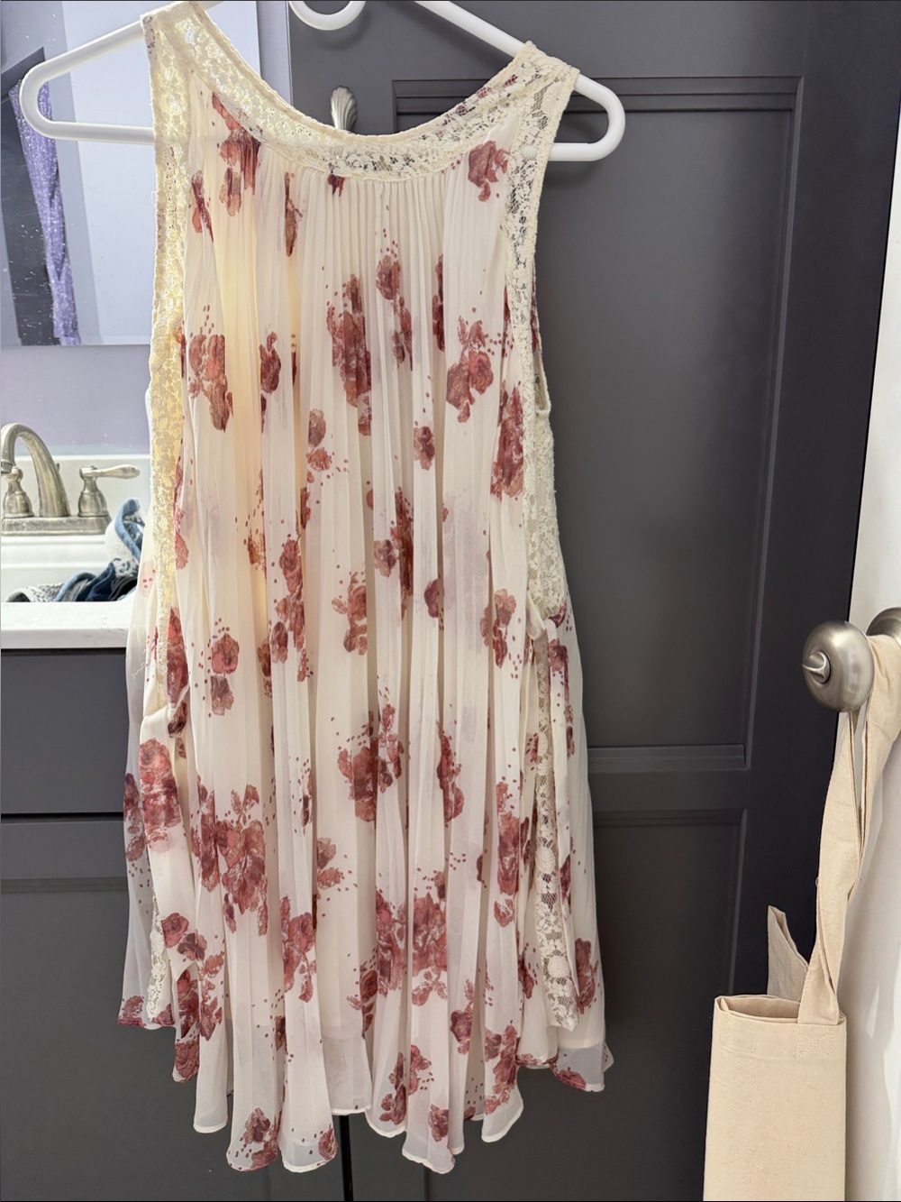 Free People Cream Midi Dress with Rose Print